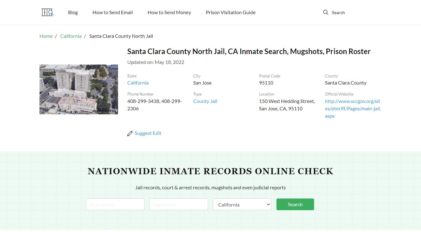 Santa Clara County North Jail, CA Inmate Search, Mugshots ...